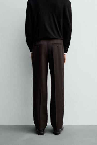 PANTALON PLIS 100% LAINE - Marron de Zara - Image 2