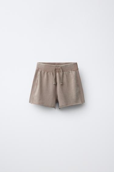 BERMUDA DE JOGGING EFFET DÉLAVÉ - Rouge orangé de Zara