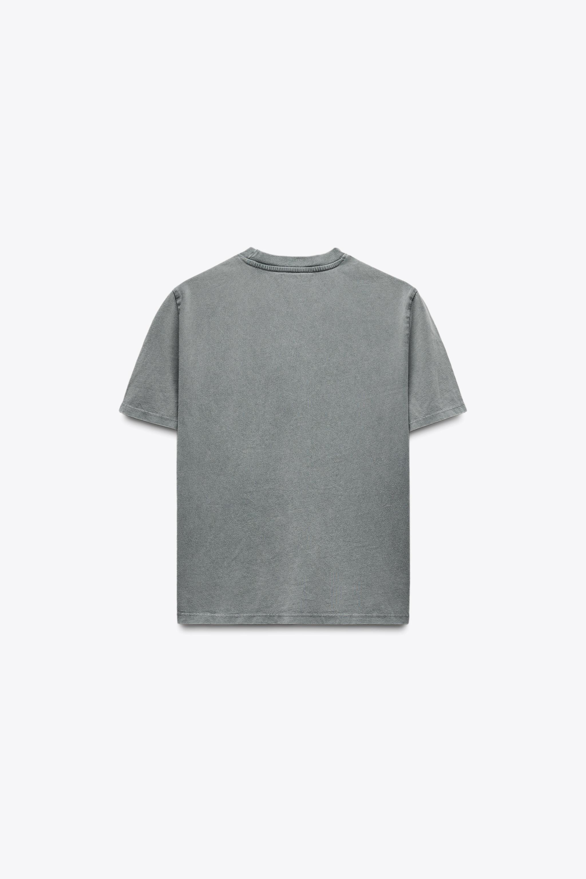 スペイン発送 ZARA エンボス加工のウォッシュ加工Tシャツ 最新作 org.jpg