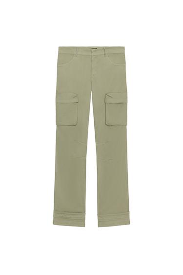 Zara STRAIGHT LEG CARGO PANTS - Light khaki
