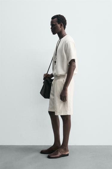 TEXTURED JOGGER BERMUDA SHORTS - Oyster-white by Zara