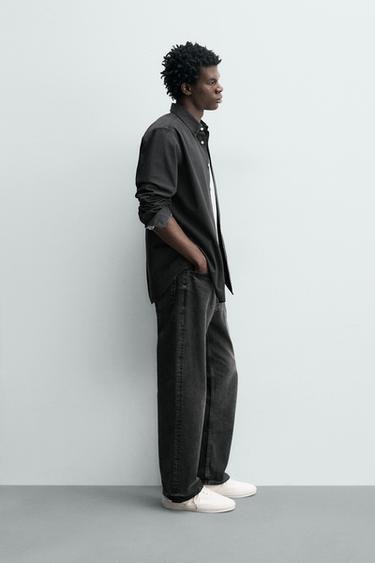 CHEMISE REGULAR FIT COTON - Gris foncé de Zara - Image 3