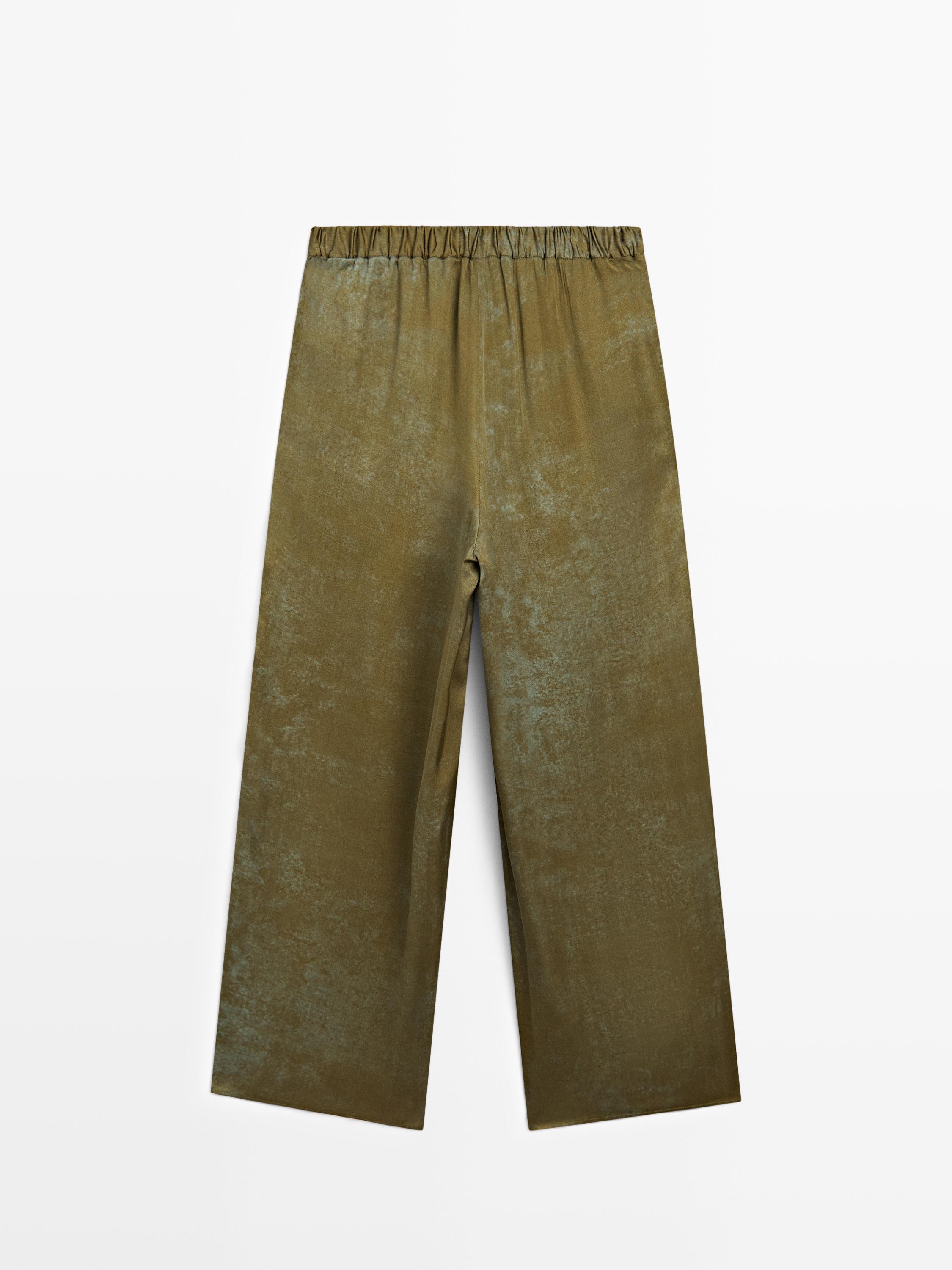 Printed flowing wide-leg trousers