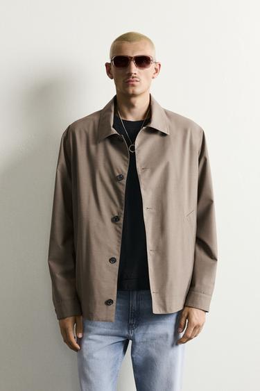 SOBRECAMISA REGULAR FIT CON LANA - Khaki de Zara