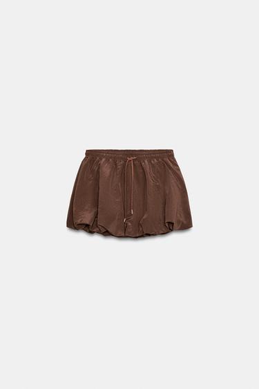 FALDA PANTALÓN GLOBO - Marrón de Zara