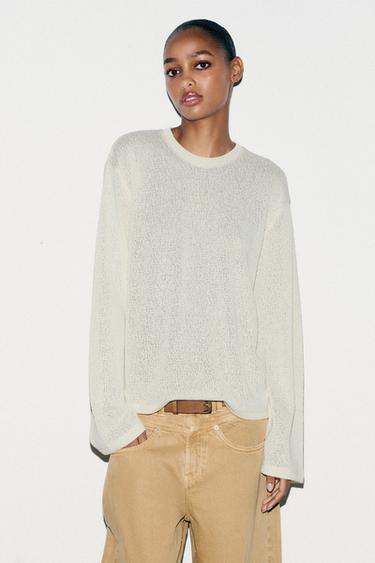 TOP EN MAILLE AJOURÉ - Blanc cassé de Zara - Image 2