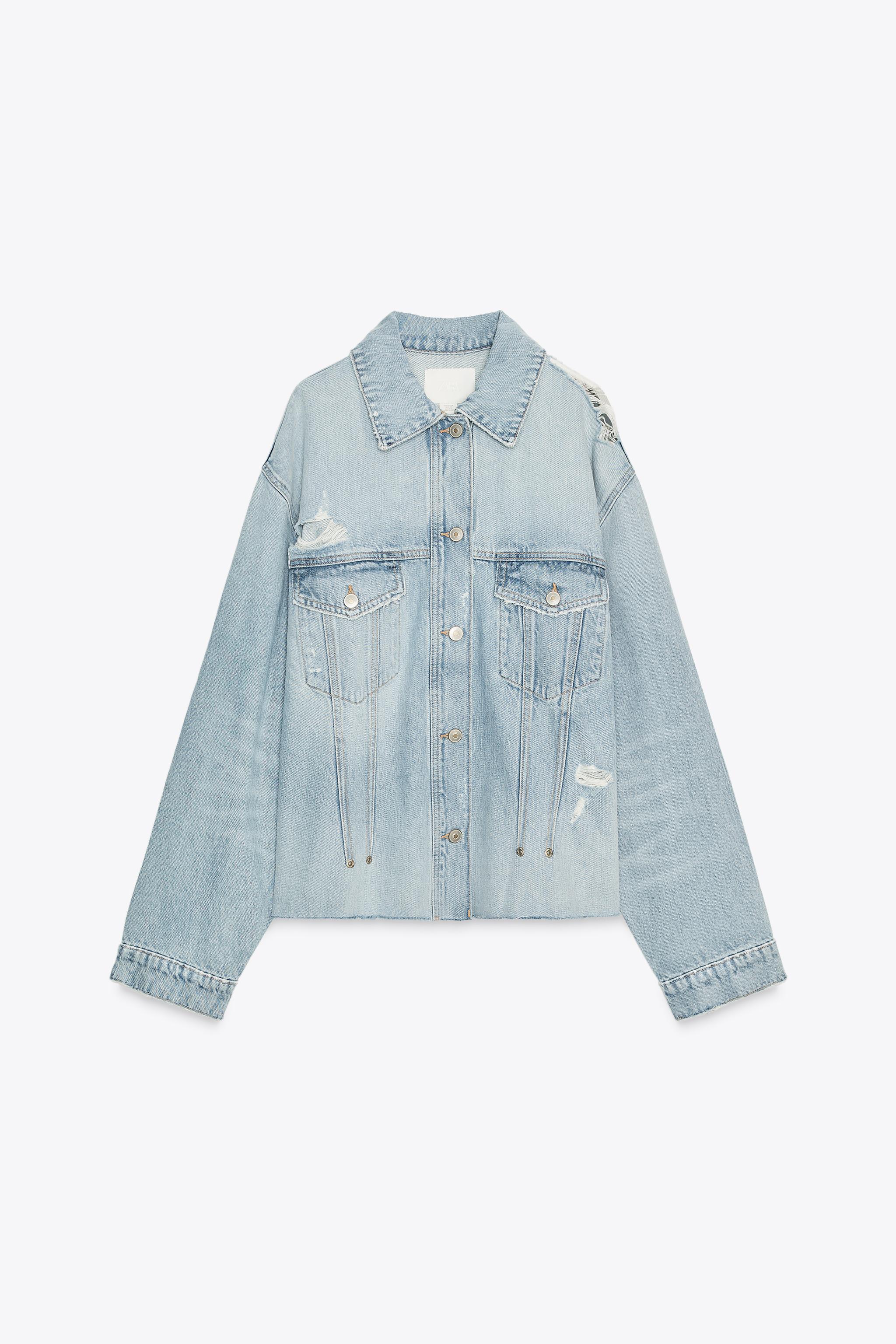 TRF ダメージデニムシャツジャケット - ライトブルー | ZARA