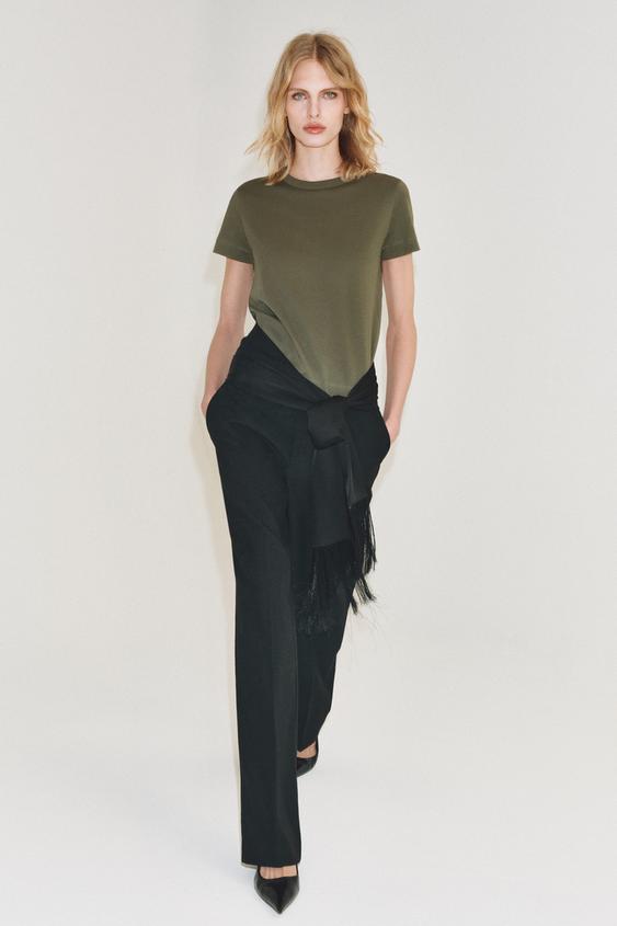INTERLOCK SHORT SLEEVE T-SHIRT - Khaki by Zara - Image 0