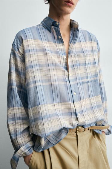 CHEMISE RELAXED FIT À CARREAUX - Gris / Bleu de Zara - Image 5