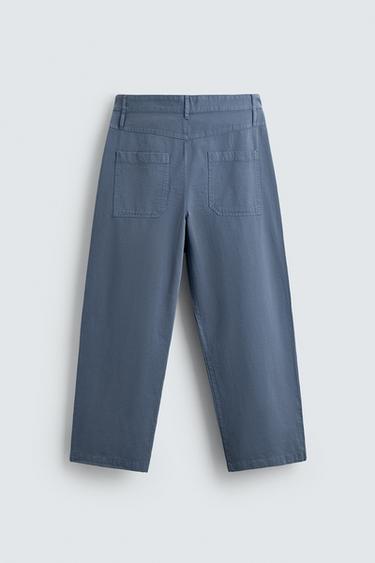 PANTALÓN BALLOON FIT PLIEGUES - Gris / Azul de Zara