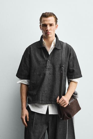 DENIM POLO SHIRT - Black by Zara