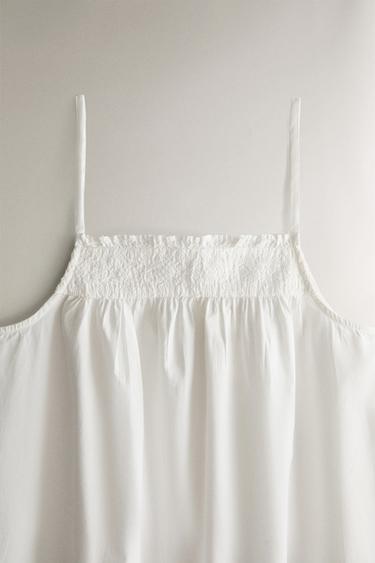 CHEMISE DE NUIT COTON FRONCÉE - Blanc de Zara - Image 1