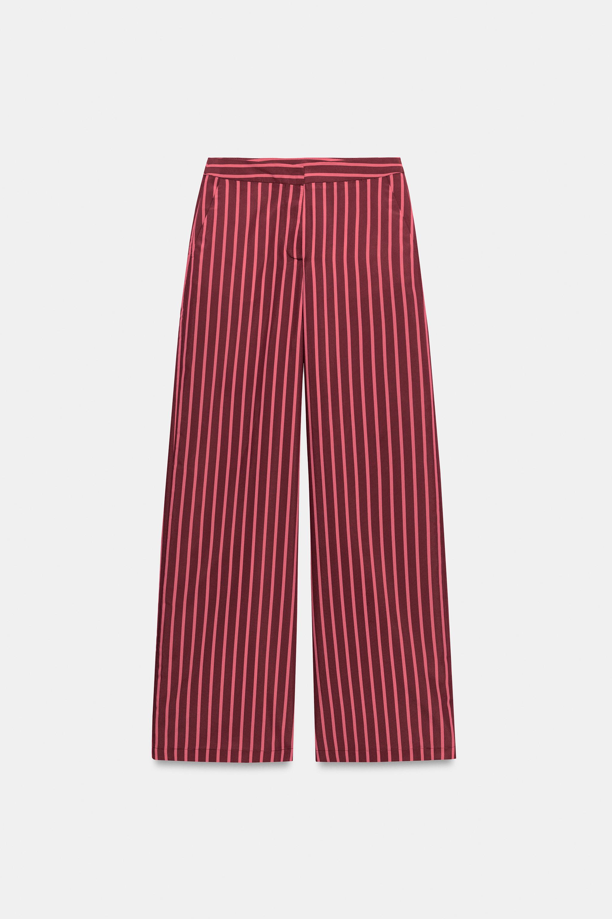 STRIPED WIDE-LEG TROUSERS