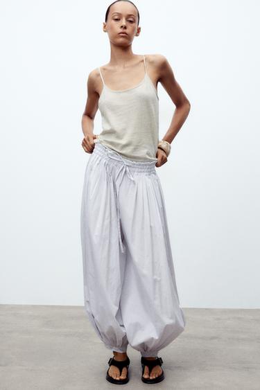T-SHIRT MIT TRÄGERN UND LEINEN - Perlgrau von Zara - Bild 0