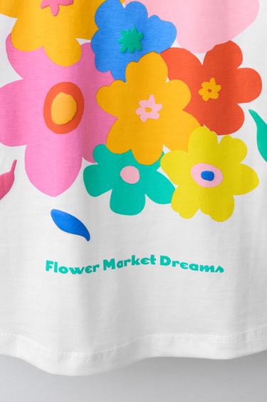 T-SHIRT IMPRIMÉ FLEURS - Blanc de Zara - Image 3
