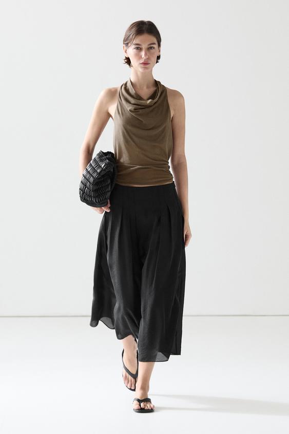 Flowing midi skirt with pintucks from Zara - $180