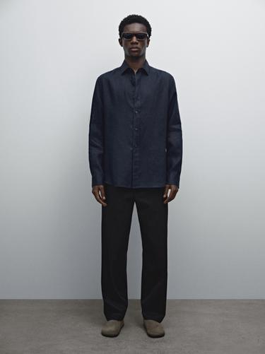 Camisa slim fit 100% lino - Marino de Zara - Imagen 0