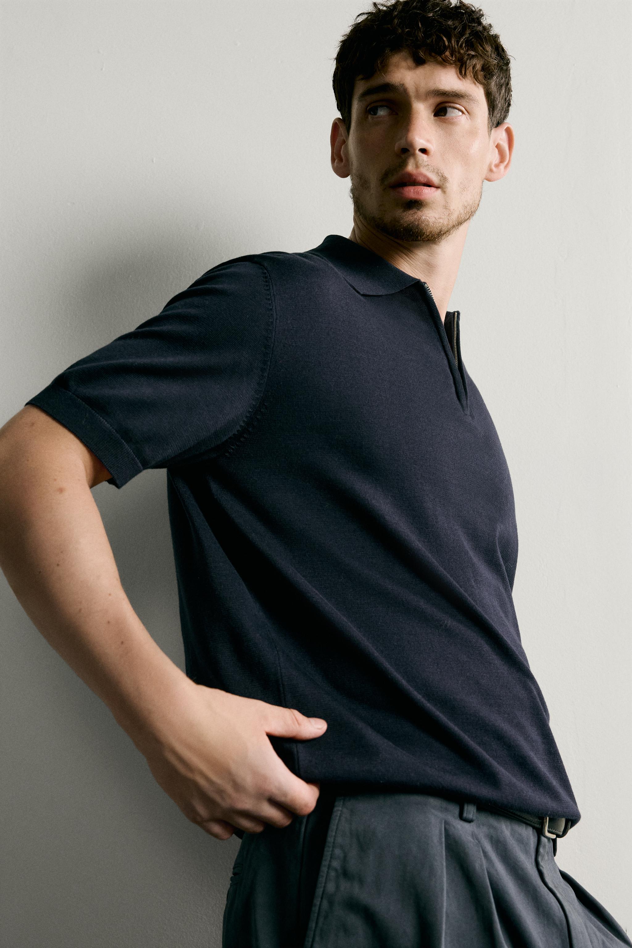 POLO EN MAILLE REGULAR FIT À ZIP
