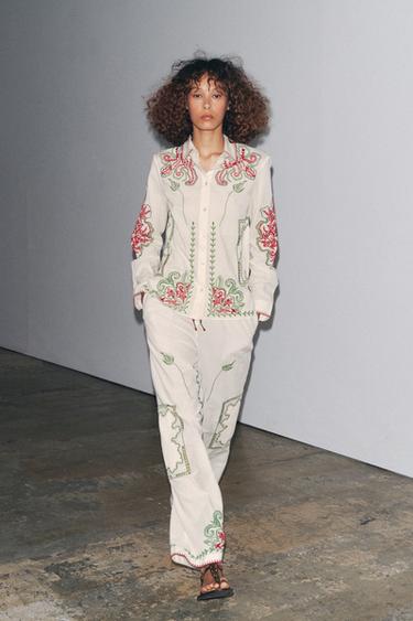 ZW COLLECTION EMBROIDERED TROUSERS - Multicoloured by Zara