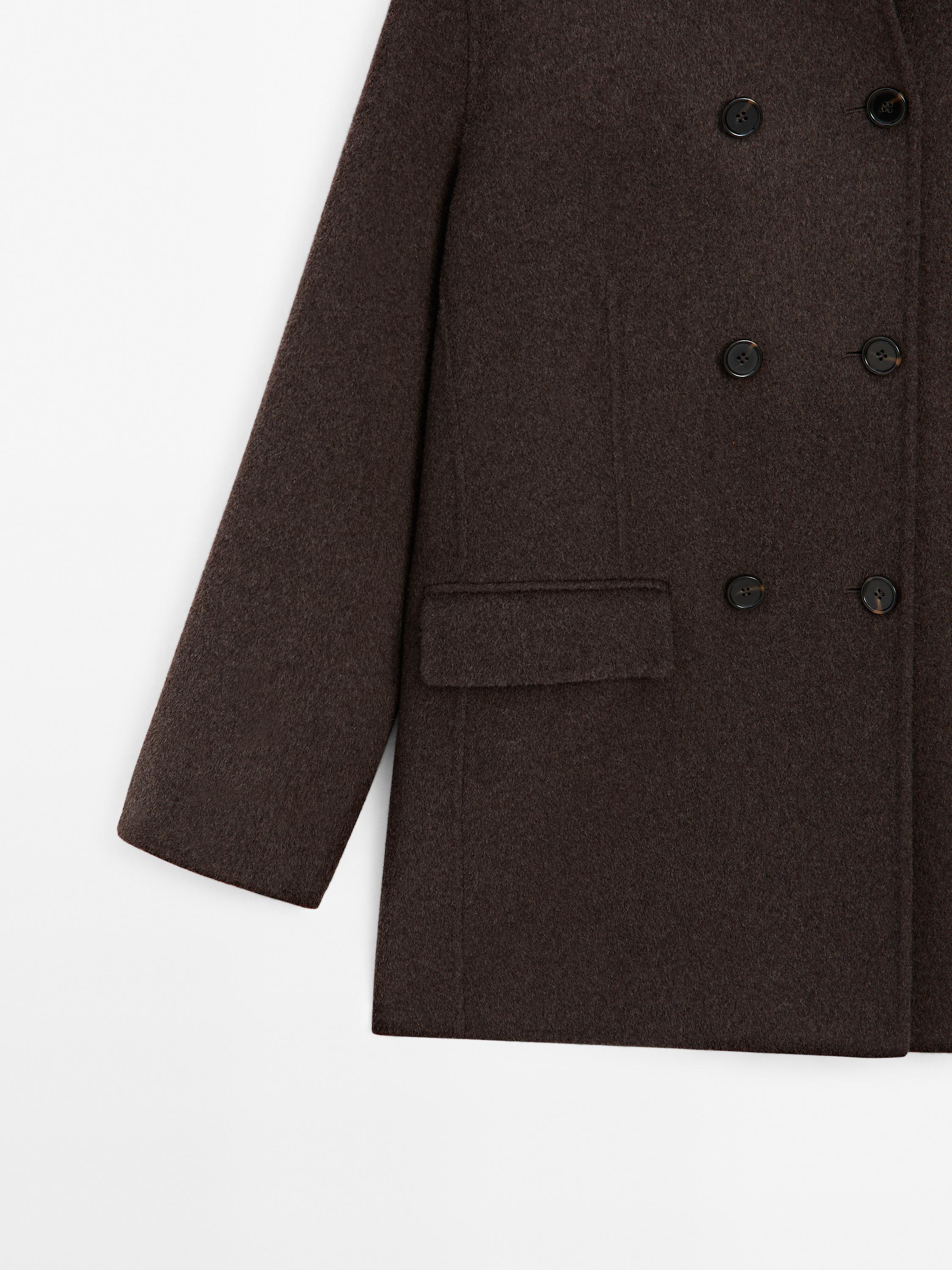 Manteau à col smoking en laine mélangée