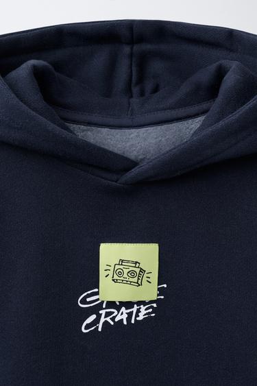 SWEAT À CAPUCHE ÉTIQUETTES - Bleu marine de Zara - Image 2