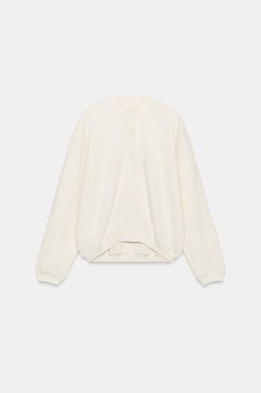 SWEAT BOUTONNÉ EN COTON - Écru de Zara - Image 3