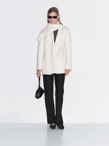 Zara Wool blend blazer with scarf - White - Image 0