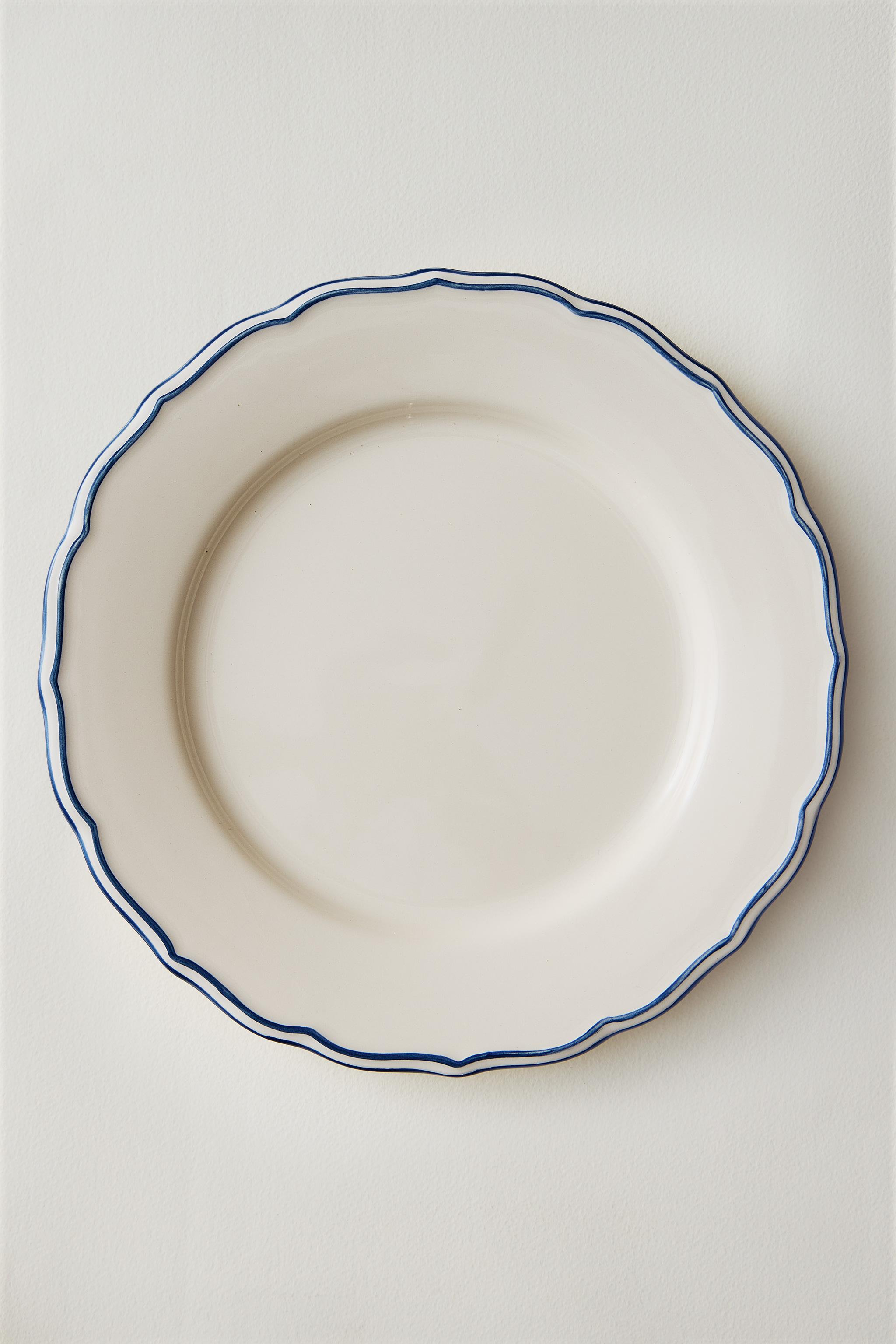 ASSIETTE PLATE FAÏENCE ONDULÉE FILET