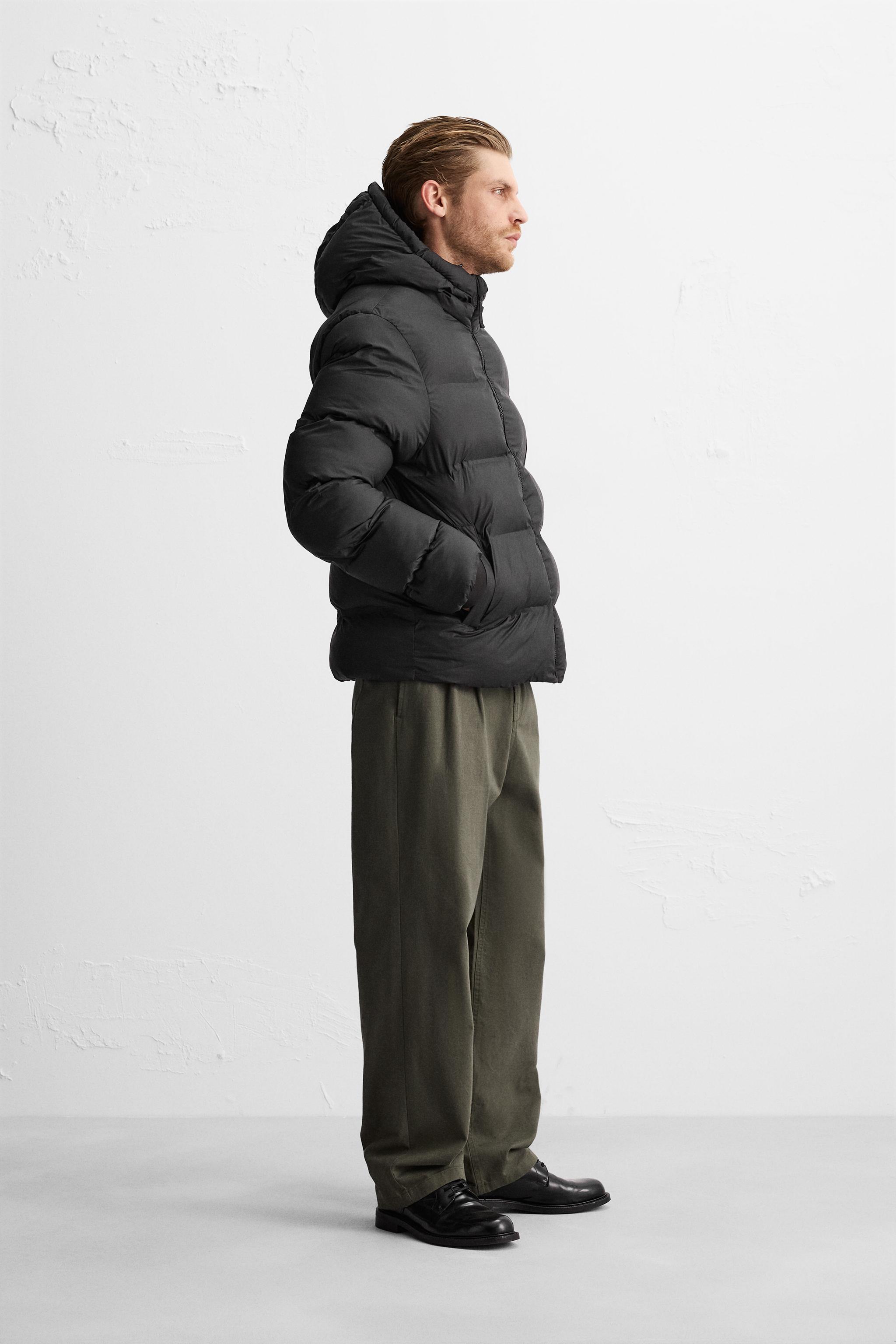 ZARA フーデッド パフジャケット L サンド ZARA フーデッド パフジャケット L サンド