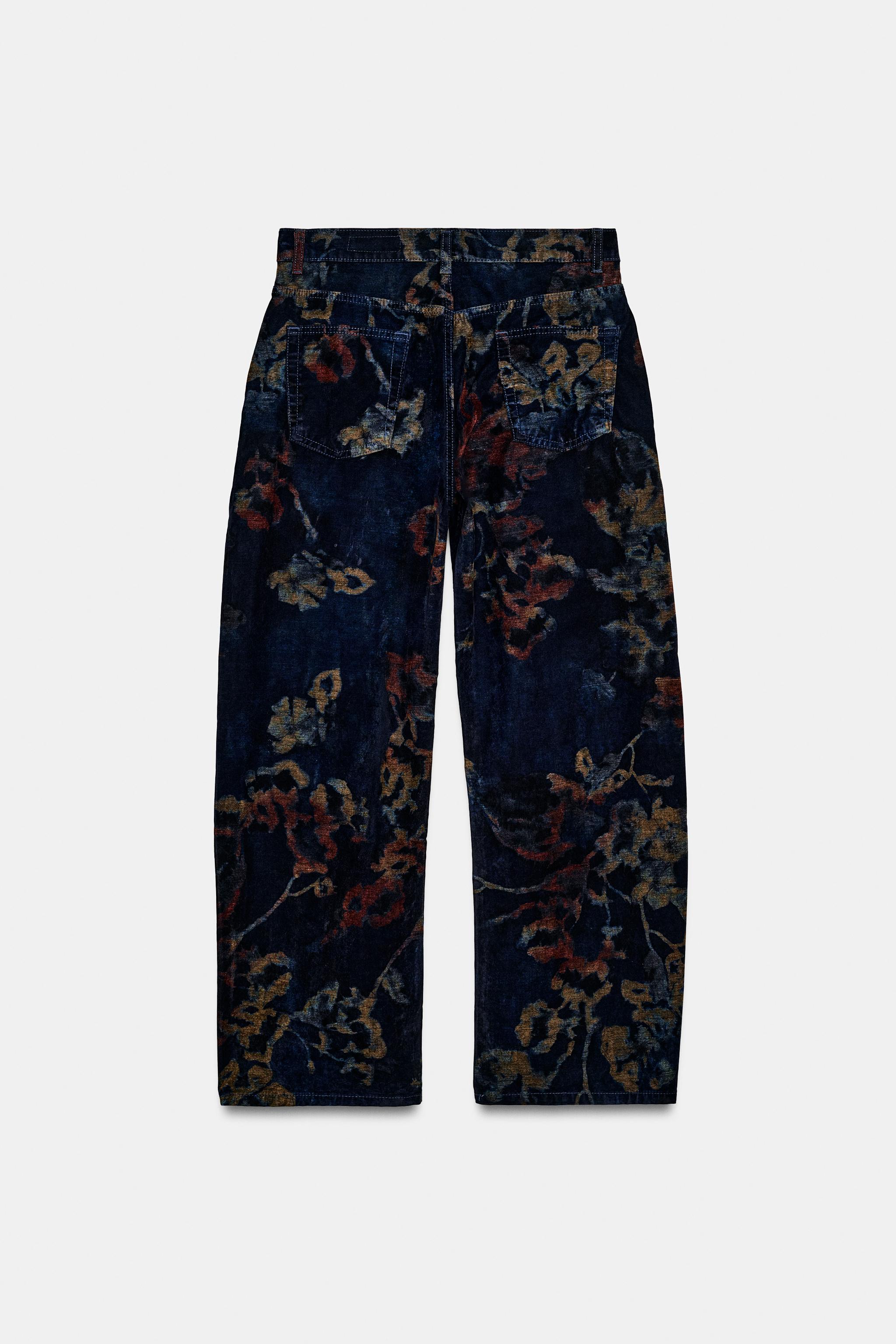 ZW Collection Baggy-Fit Mid-Rise Floral Jeans