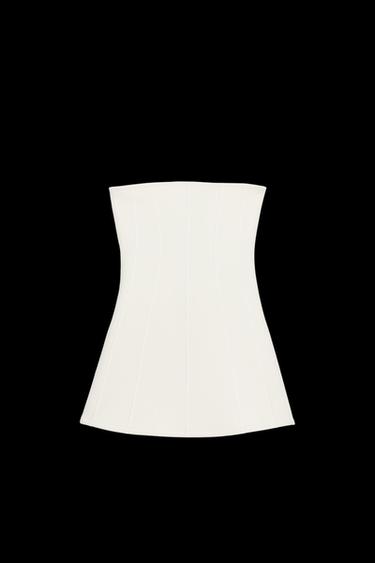 Zara INTERLOCK STRAPLESS DRESS - Ecru - Image 0