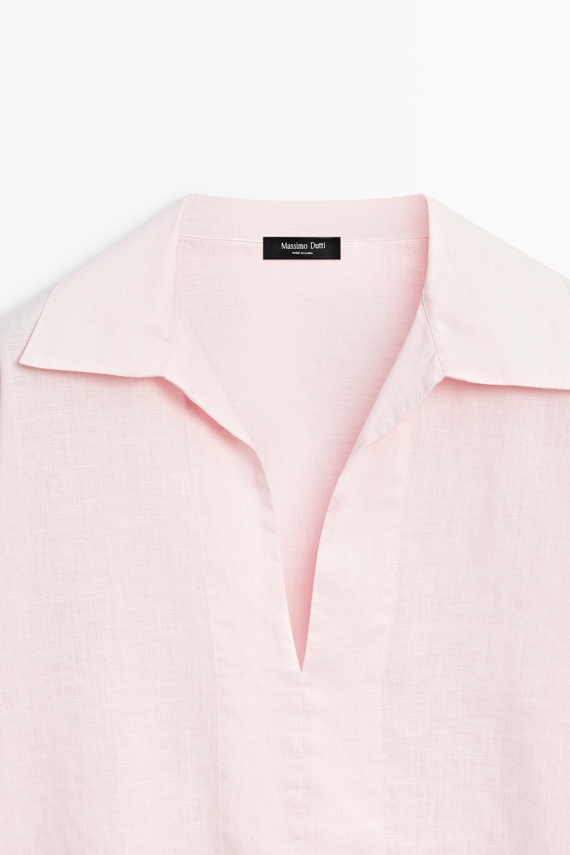 100% linen polo collar shirt