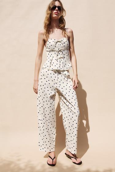 PANTALÓN BARREL LUNARES - Azul / Blanco de Zara