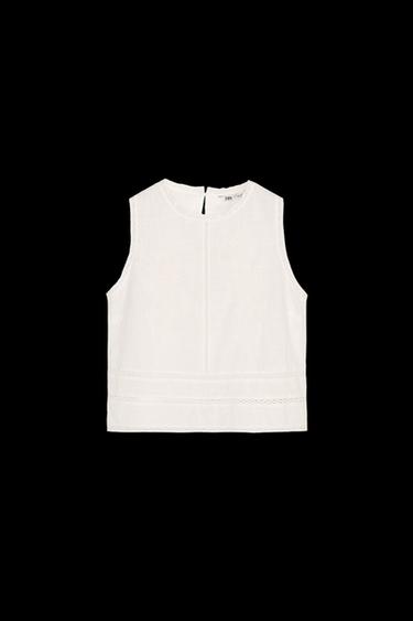ZW COLLECTION EMBROIDERED TOP - Ecru by Zara - Image 0