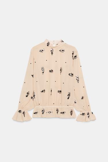 BLUSA SEMITRANSPARENTE LENTEJUELAS - Multicolor de Zara