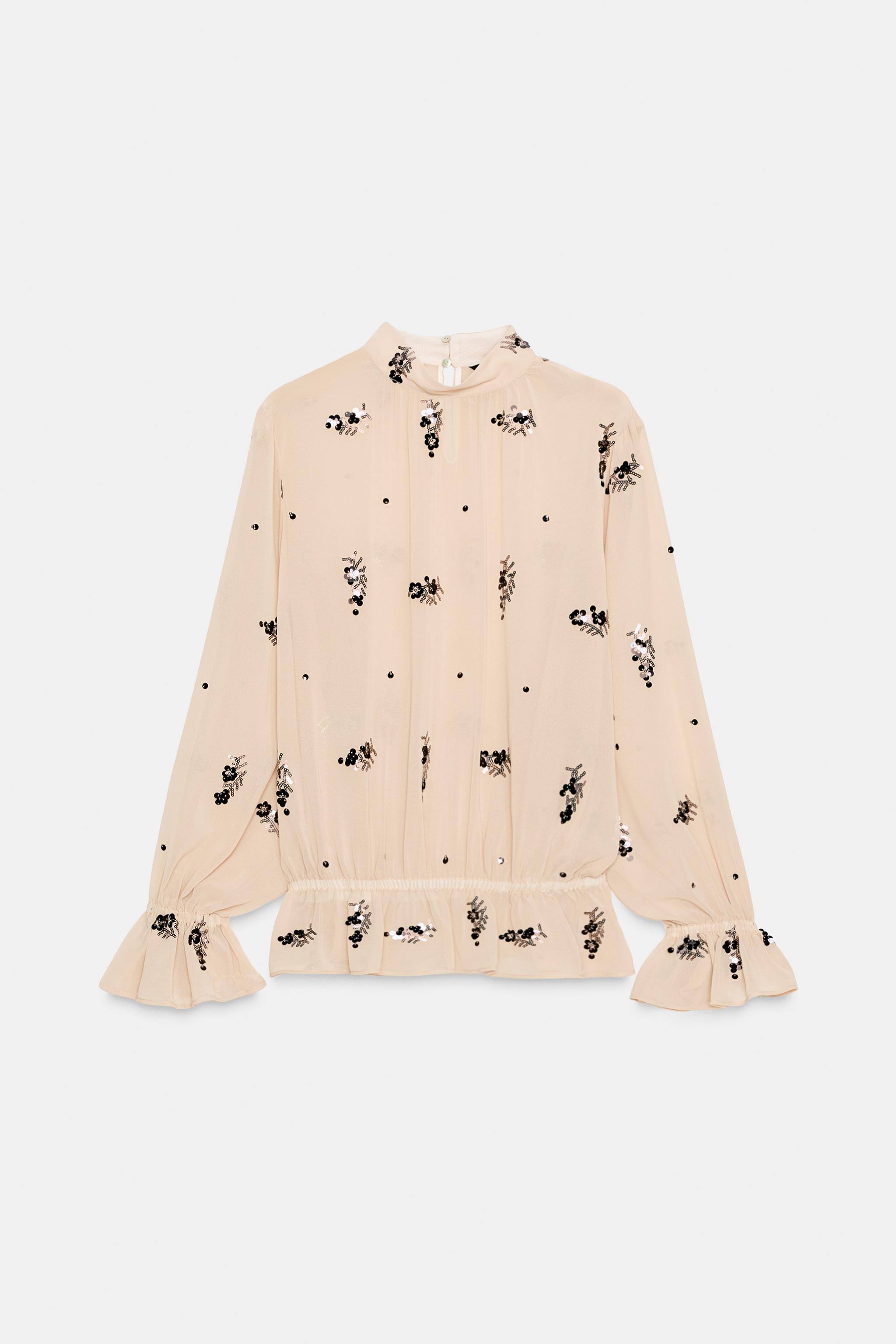 SEMI-SHEER SEQUIN BLOUSE