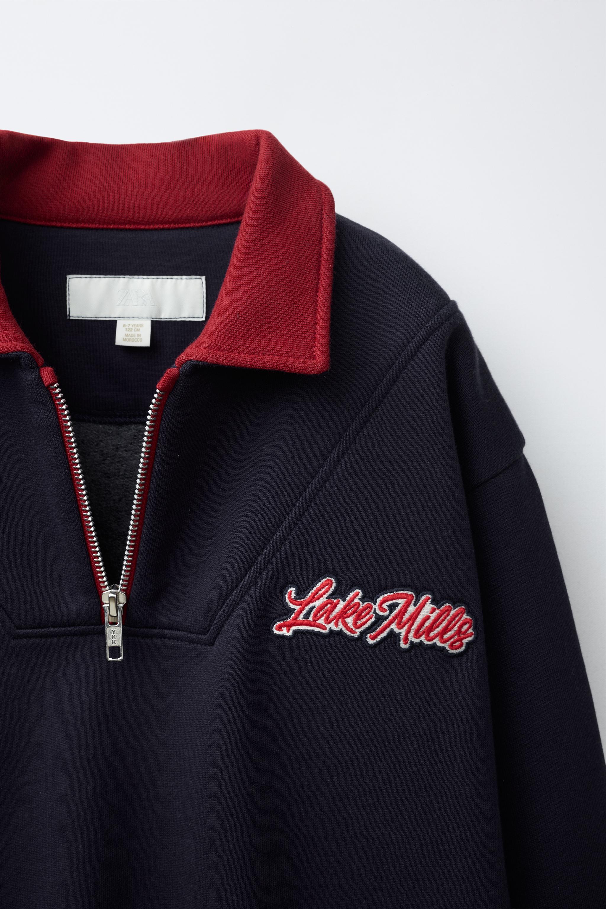 EMBROIDERED TEXT POLO SWEATSHIRT