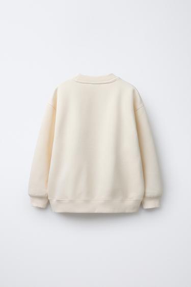 SLOGAN AND BOW PRINT SWEATSHIRT - Ecru by Zara - Image 1
