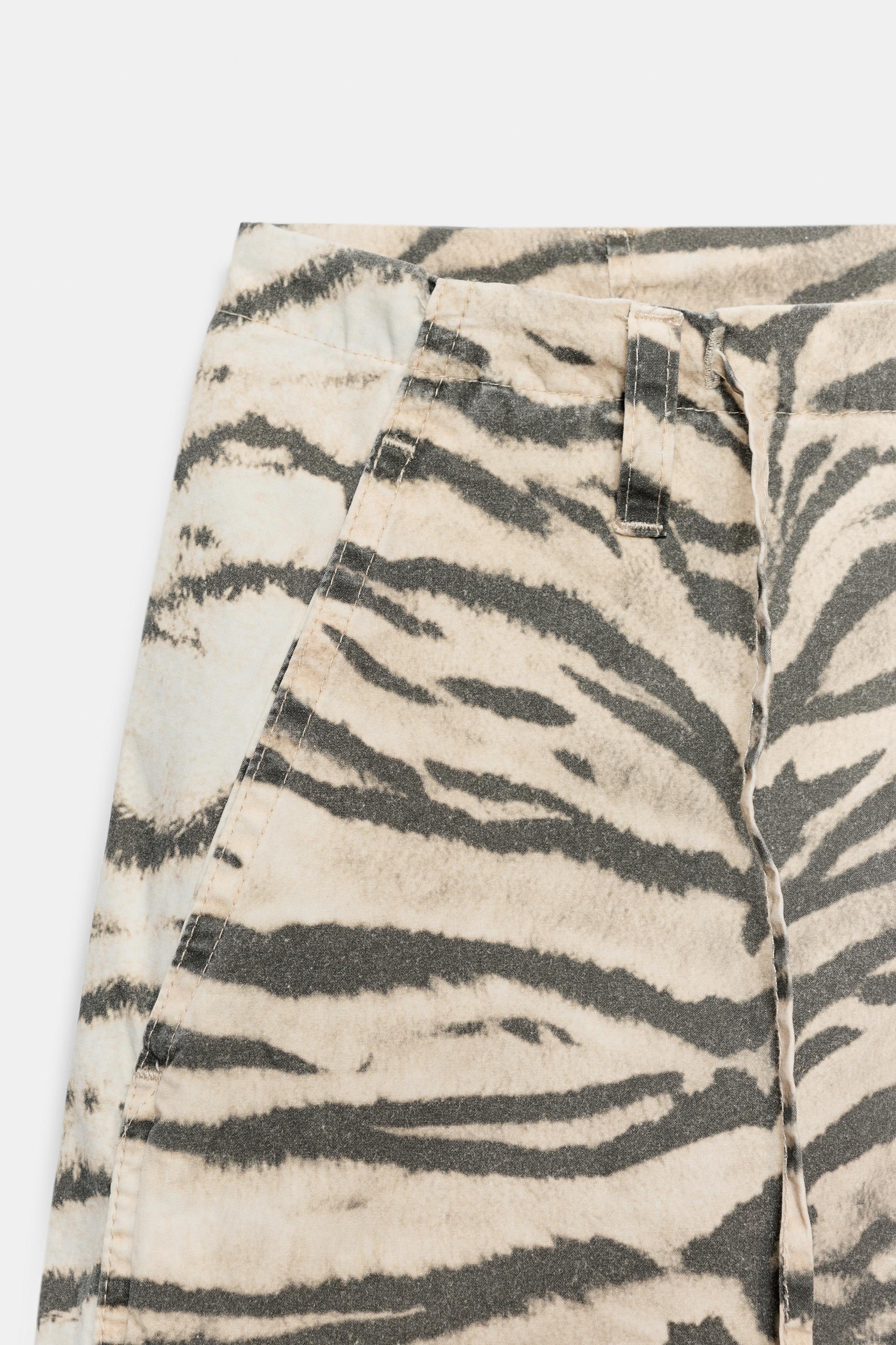 Женские брюки Zara ANIMAL PRINT WIDE LEG DRAWSTRING PANTS — фото 9