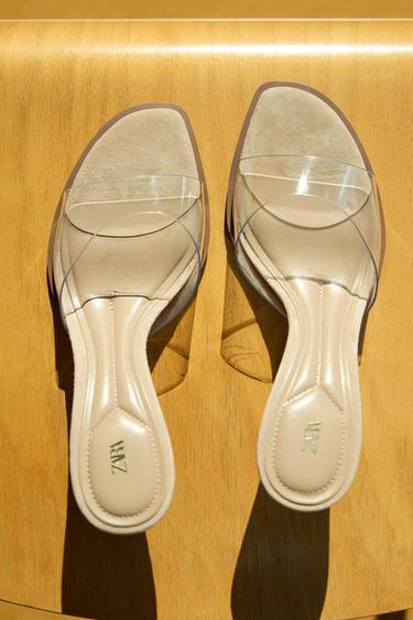 VINYL HIGH-HEEL SANDALS - Light beige by Zara