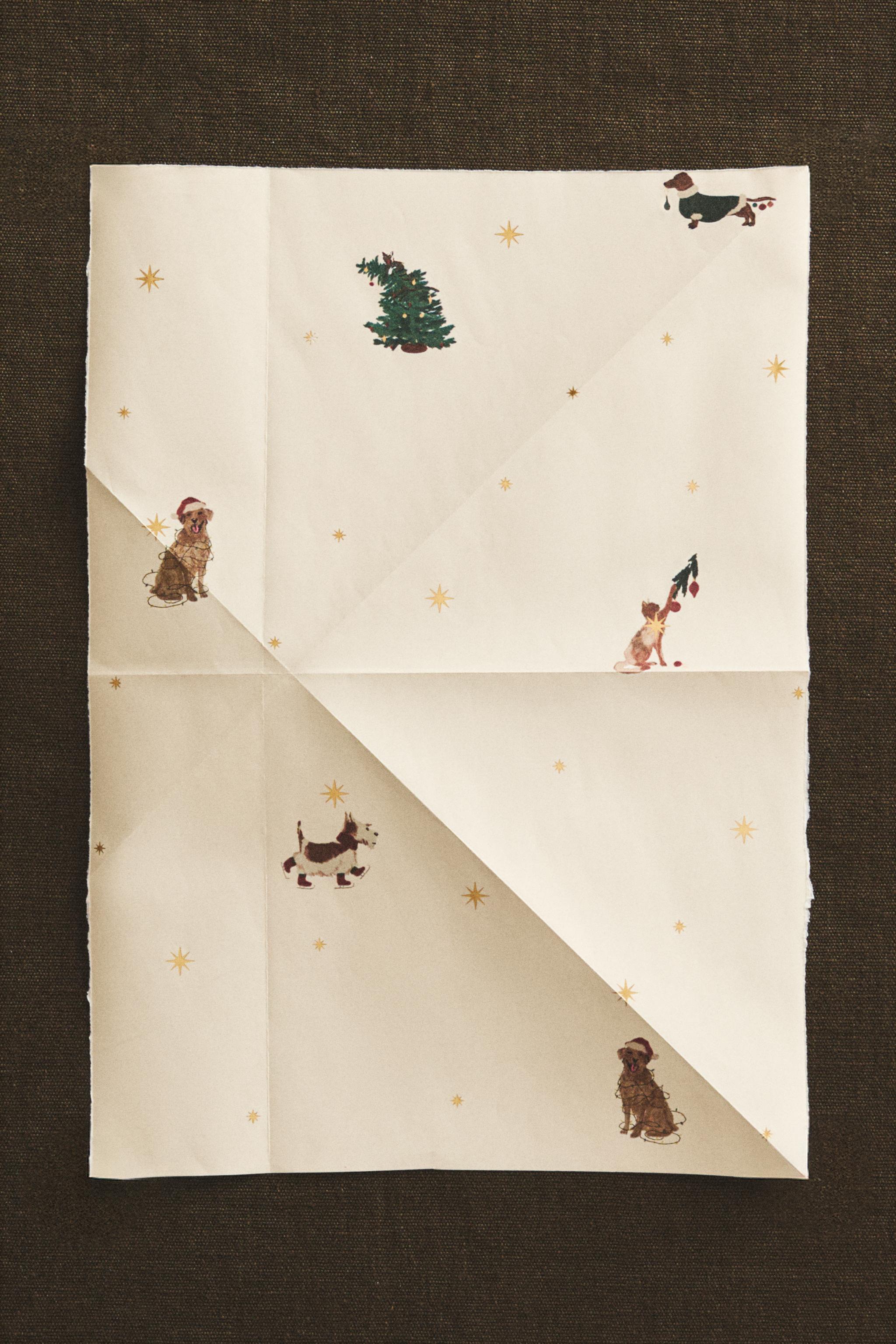 PAPIER CADEAU CHIEN NOËL