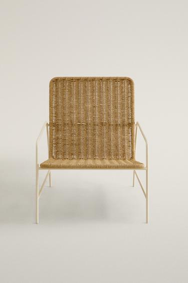 WOVEN OUTDOOR ACCENT CHAIR — Brown / White 2