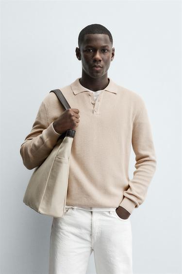 PURL KNIT POLO SHIRT - Ecru by Zara