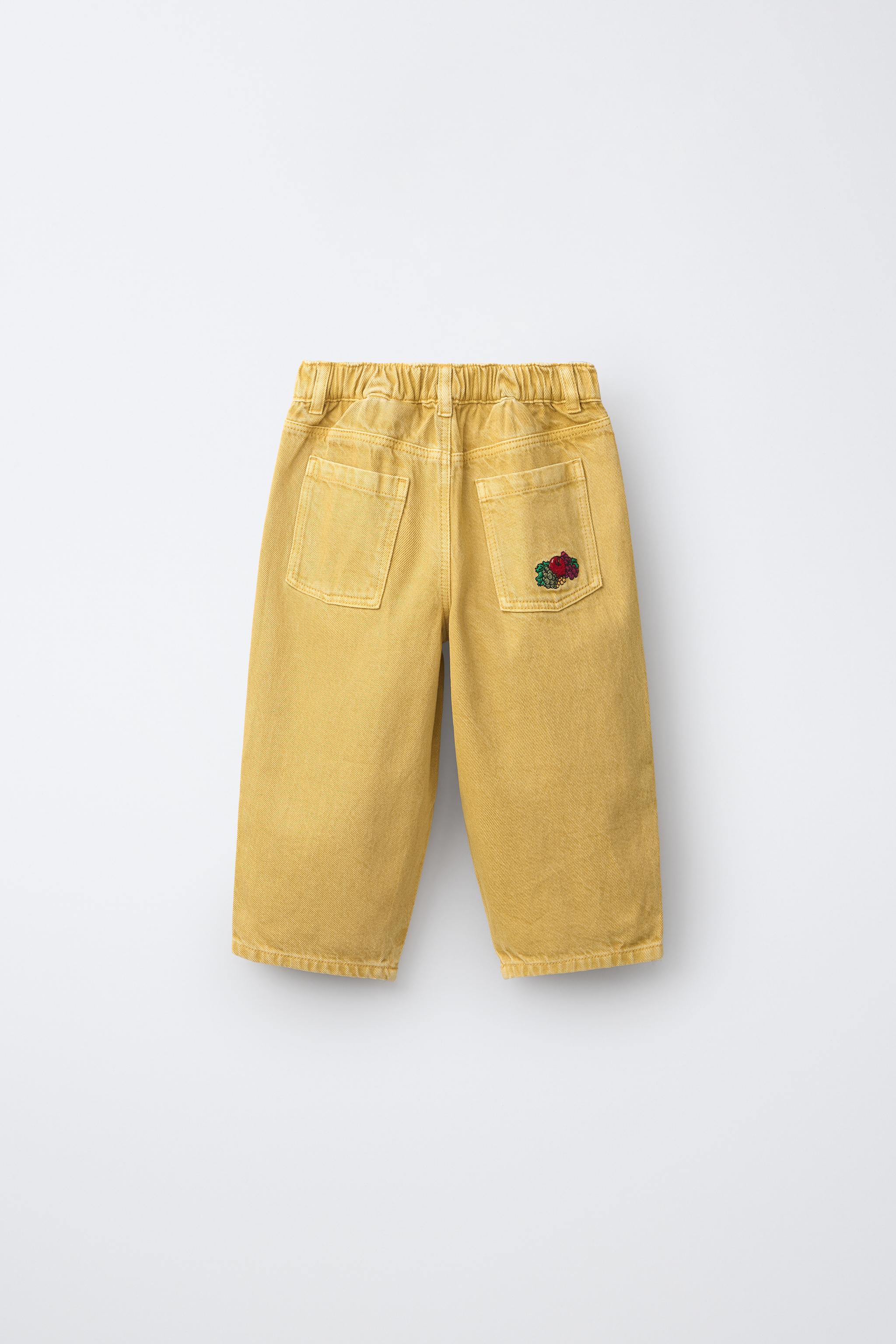 CALÇA DE SARJA BORDADA FRUIT OF THE LOOM™ - Mostarda | ZARA Brasil