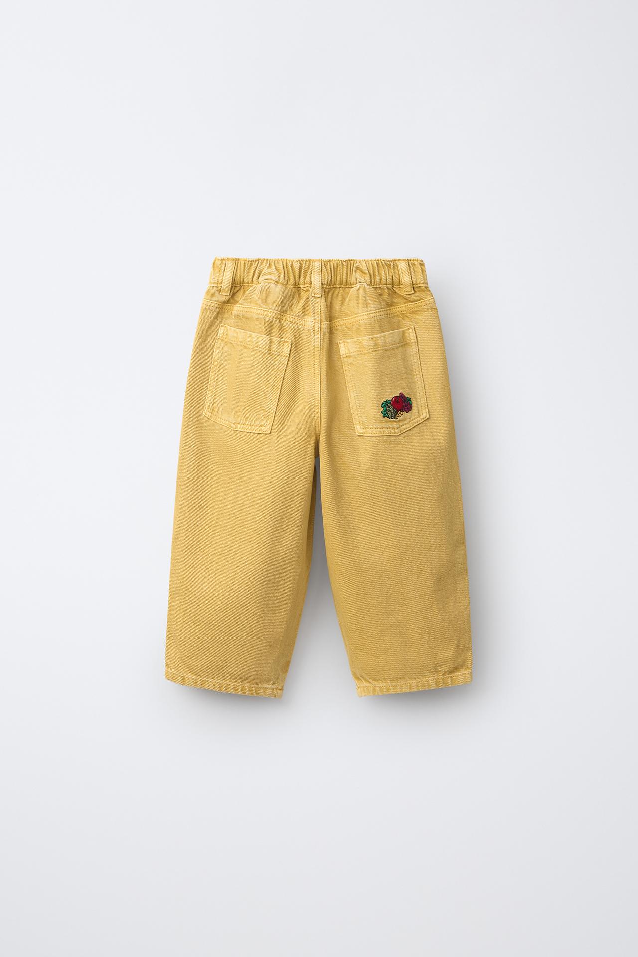 FRUIT OF THE LOOM™ EMBROIDERED TWILL PANTS — Mustard