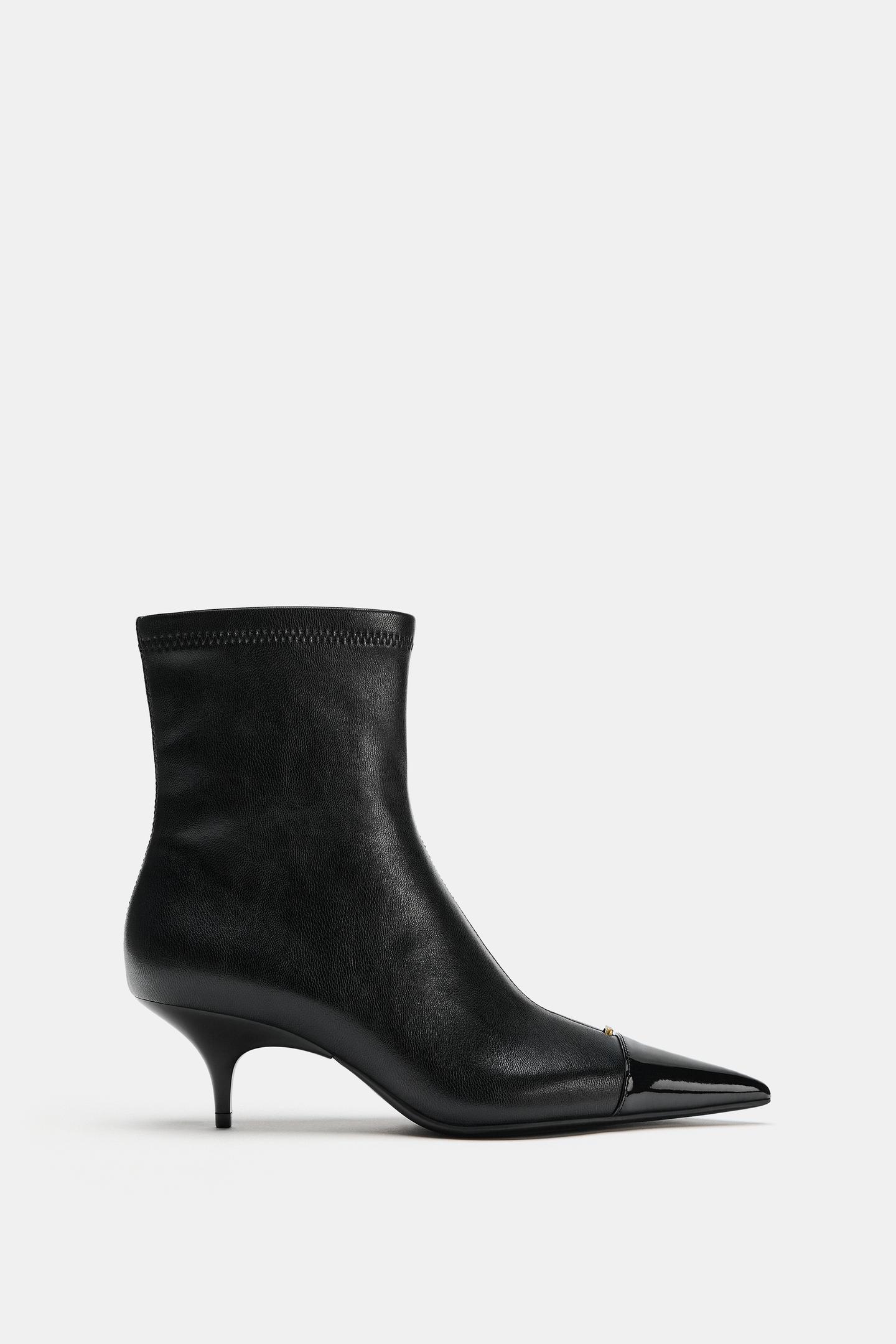 Женские ботинки Zara Contrast Toe Kitten, цвет: Чёрный — фото 4