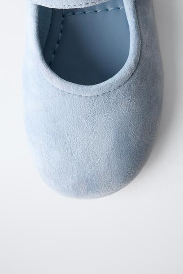 LEATHER BALLET FLATS - Blue by Zara - Image 5