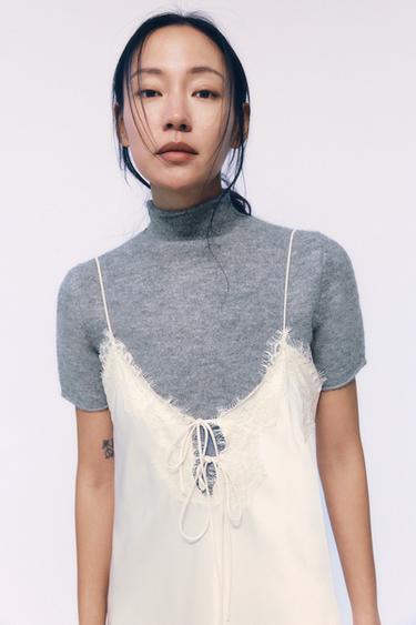 JERSEY MANGA CORTA PUNTO SOFT - Gris claro de Zara