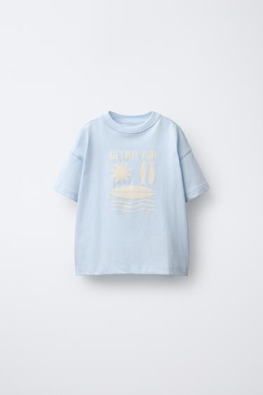 Zara PRINTED T-SHIRT - Blue