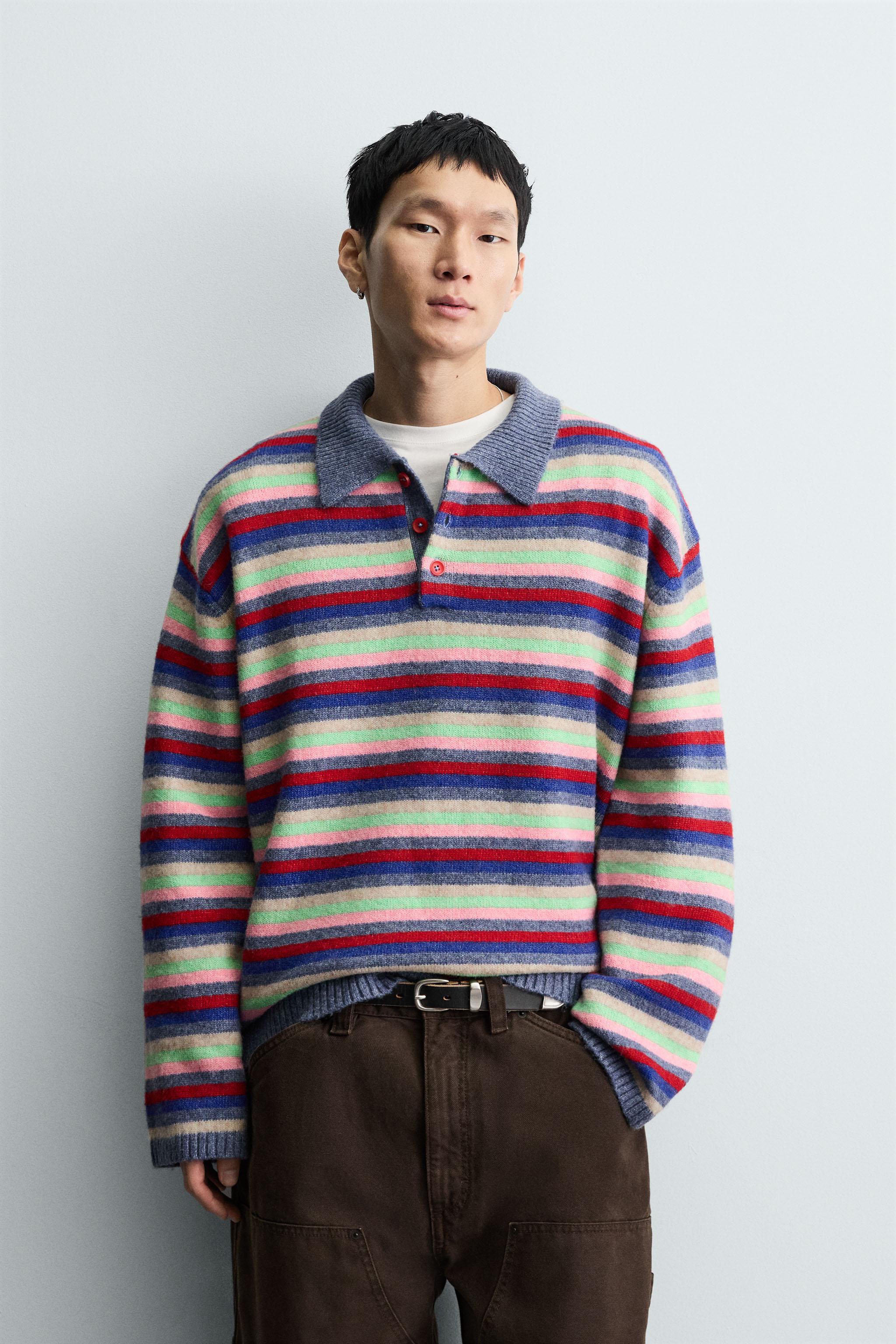 JACQUARD STRIPED KNIT POLO SHIRT